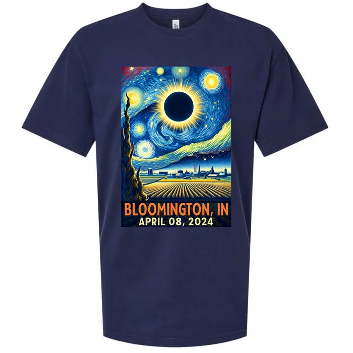 Bloomington Indiana Total Solar Eclipse 2024 Starry Night Sueded Cloud Jersey T-Shirt