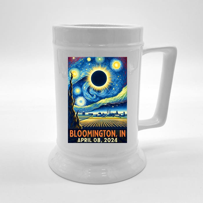 Bloomington Indiana Total Solar Eclipse 2024 Starry Night Front & Back Beer Stein