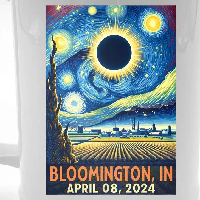 Bloomington Indiana Total Solar Eclipse 2024 Starry Night Front & Back Beer Stein