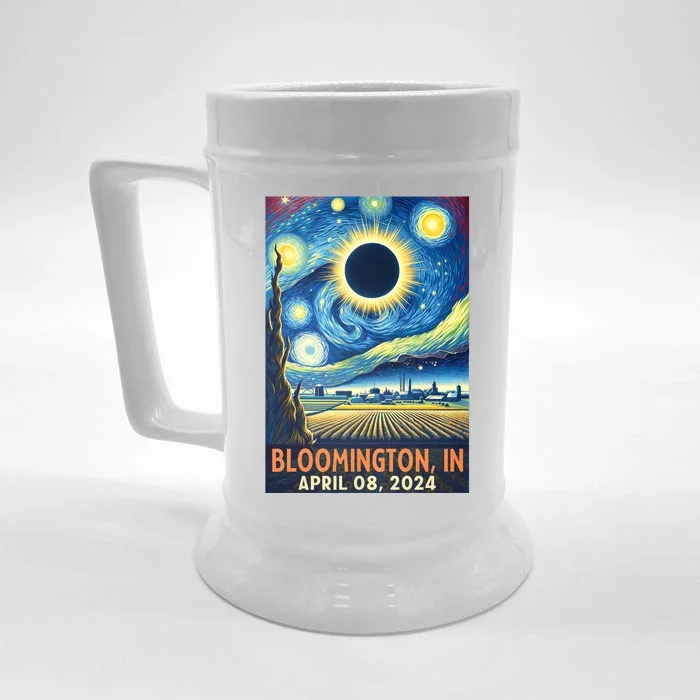 Bloomington Indiana Total Solar Eclipse 2024 Starry Night Front & Back Beer Stein