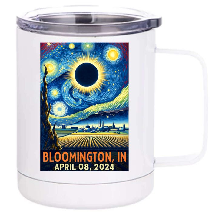 Bloomington Indiana Total Solar Eclipse 2024 Starry Night Front & Back 12oz Stainless Steel Tumbler Cup