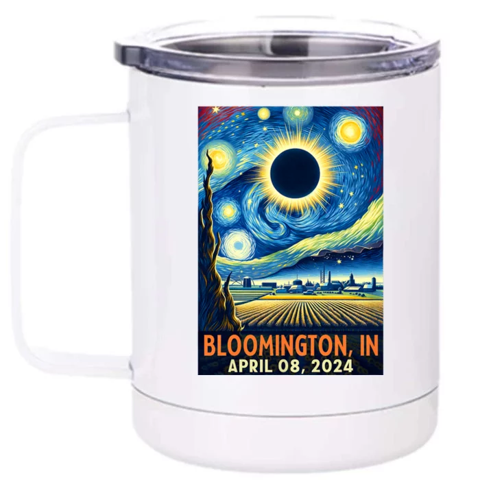 Bloomington Indiana Total Solar Eclipse 2024 Starry Night Front & Back 12oz Stainless Steel Tumbler Cup