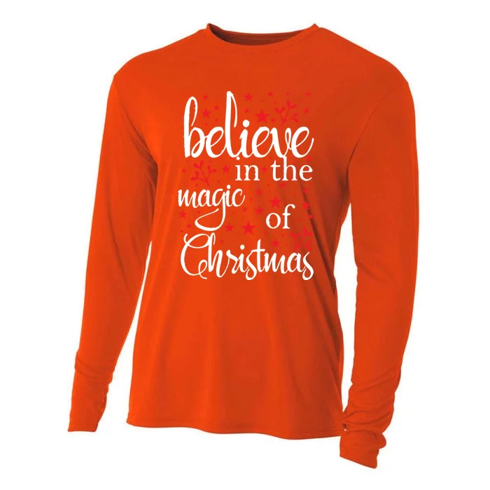 Believe In The Magic Of Christmas Xmas Funny Gift Cooling Performance Long Sleeve Crew