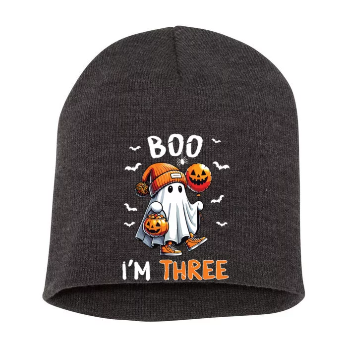 Boo IM Three Ghost 3rd Birthday Halloween Short Acrylic Beanie