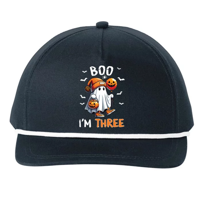 Boo IM Three Ghost 3rd Birthday Halloween Snapback Five-Panel Rope Hat