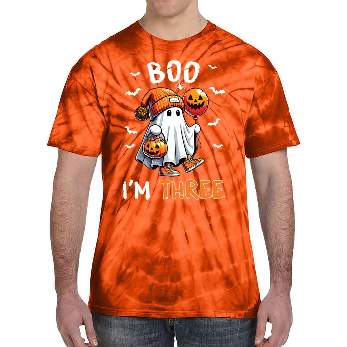 Boo IM Three Ghost 3rd Birthday Halloween Tie-Dye T-Shirt