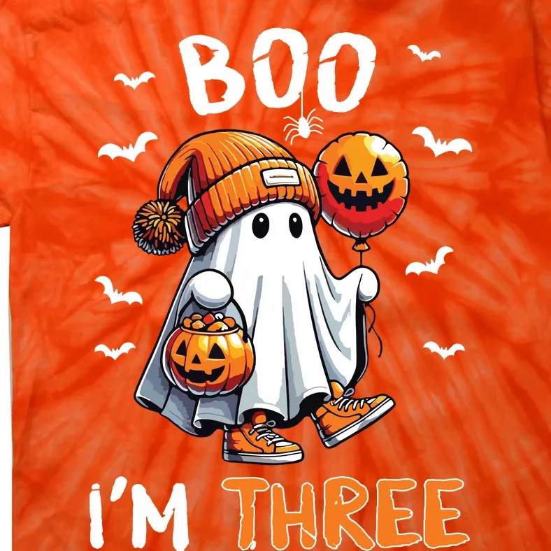 Boo IM Three Ghost 3rd Birthday Halloween Tie-Dye T-Shirt