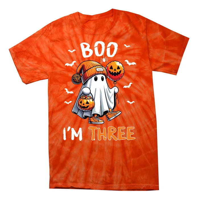 Boo IM Three Ghost 3rd Birthday Halloween Tie-Dye T-Shirt