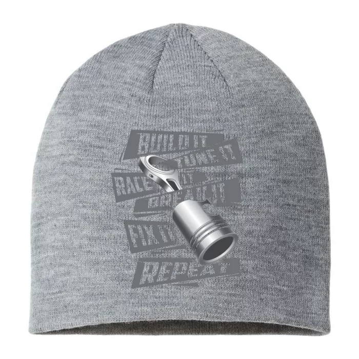 Build It Tune It Race It Break It Cool Gift Race Car Enthusiast Gift 8 1/2in Sustainable Knit Beanie