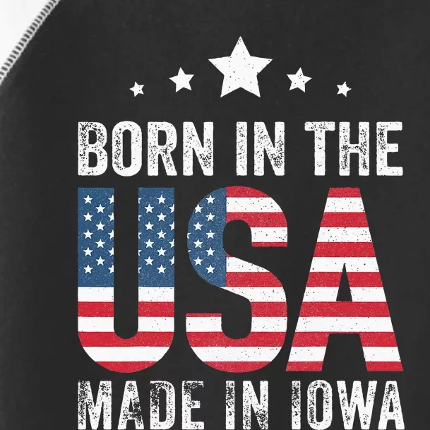 Born in the USA made and raised in Iowa Toddler Fine Jersey T-Shirt