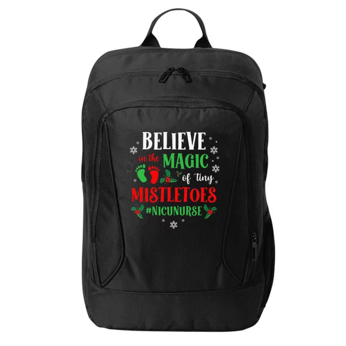 Believe In The Magic Of Tiny Mistletoes Nicu Nurse Christmas City Backpack