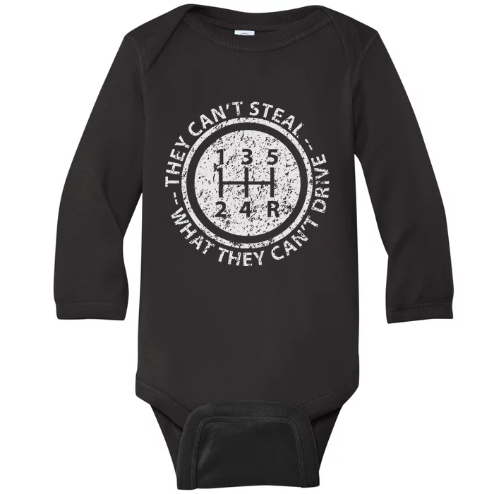 Built In Theft Protection Funny Stick Shift Manual Car Baby Long Sleeve Bodysuit