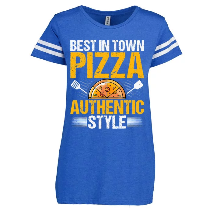 Best In Town Pizza Authentic Style Funny Baker Pizza Chef Enza Ladies Jersey Football T-Shirt