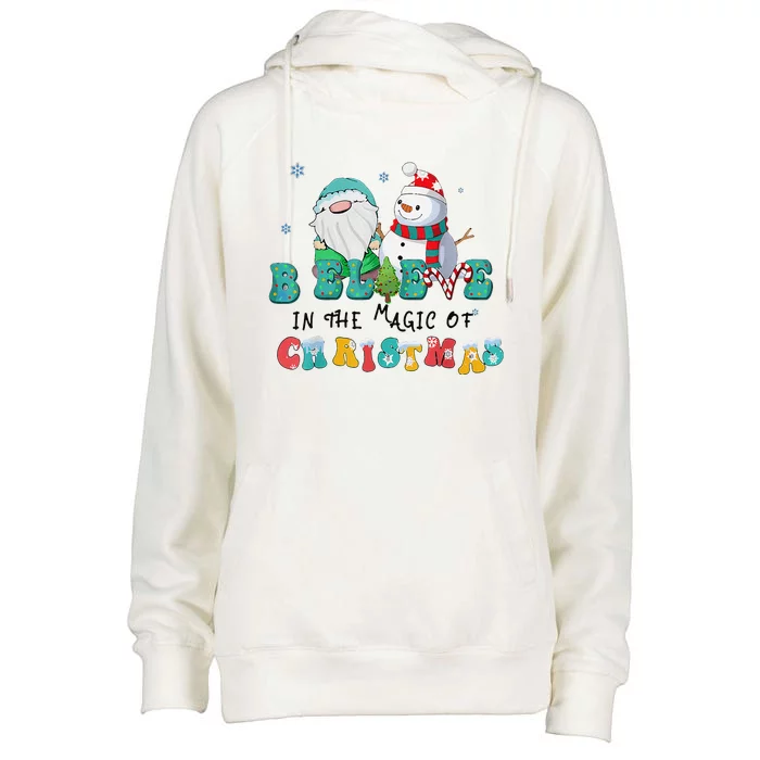 Believe In The Magic Of Christmas Merry Christmas Day Womens Funnel Neck Pullover Hood