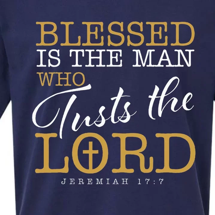 Blessed Is The Man Who Trusts The Lord Jesus Sueded Cloud Jersey T-Shirt