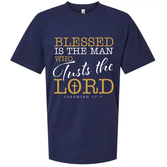 Blessed Is The Man Who Trusts The Lord Jesus Sueded Cloud Jersey T-Shirt