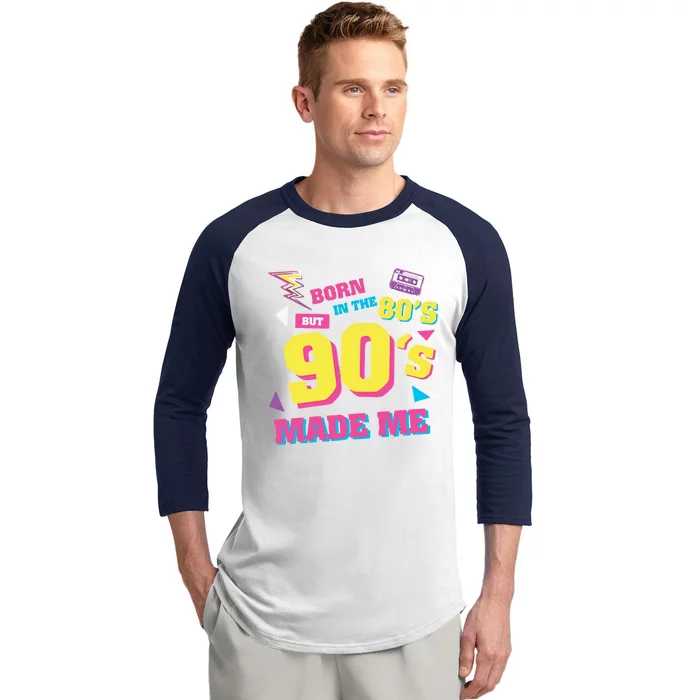 Born In The 80s But 90s Made Me Cassette Tape Baseball Sleeve Shirt