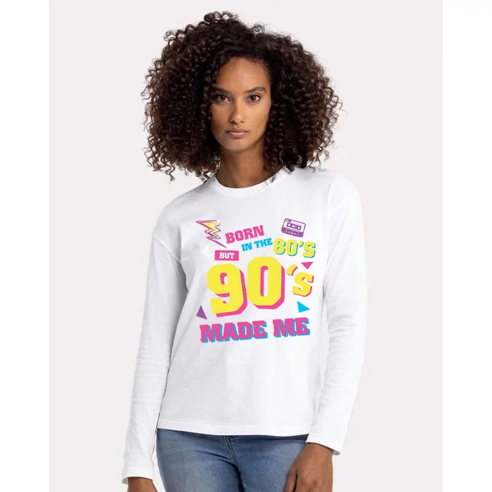 Born In The 80s But 90s Made Me Cassette Tape Womens Cotton Relaxed Long Sleeve T-Shirt