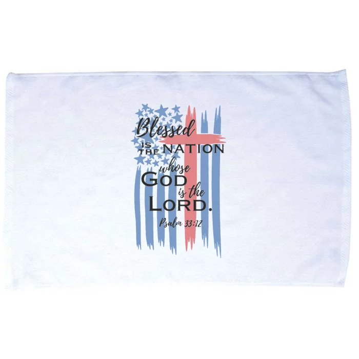 Blessed is the nation whose God is the Lord American flag Microfiber Hand Towel