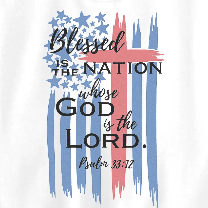 Blessed is the nation whose God is the Lord American flag Kids Sweatshirt