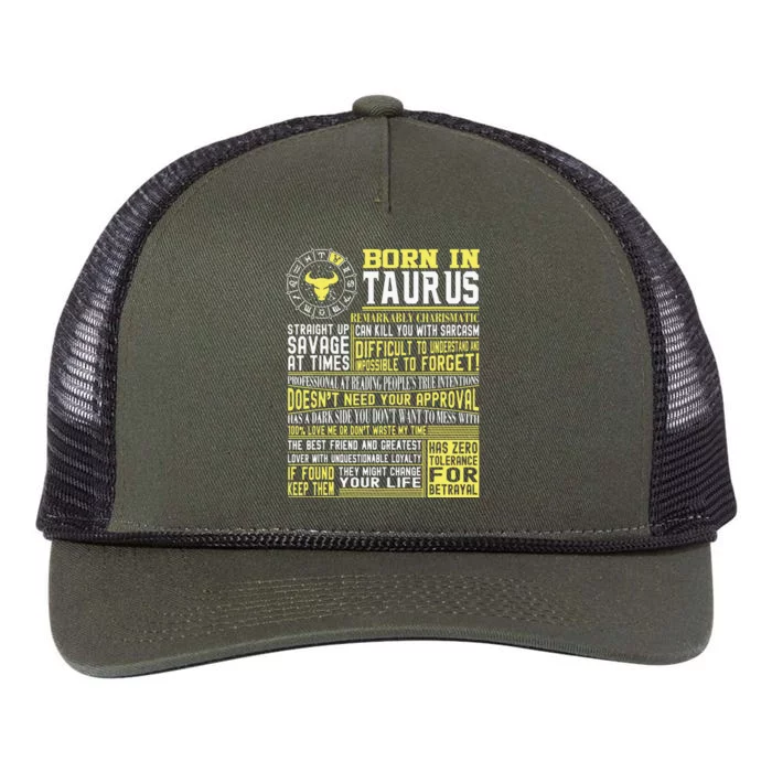 Born In Taurus Facts For Men Nd Women Retro Rope Trucker Hat Cap