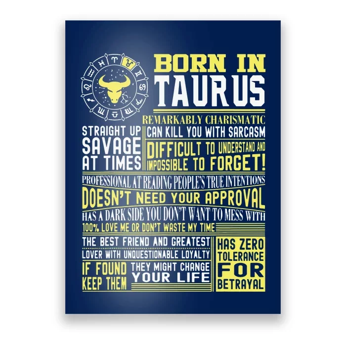 Born In Taurus Facts For Men Nd Women Poster