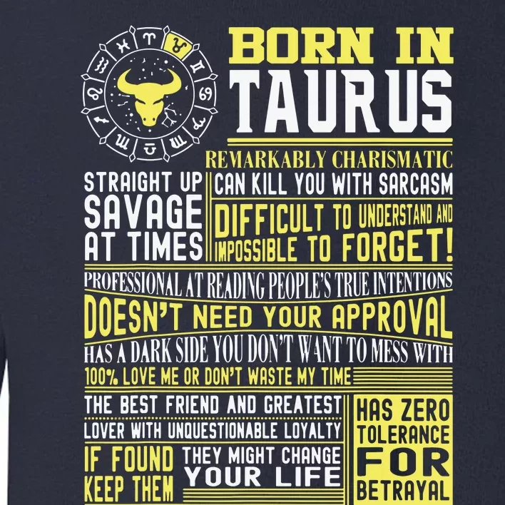 Born In Taurus Facts For Men Nd Women Toddler Sweatshirt