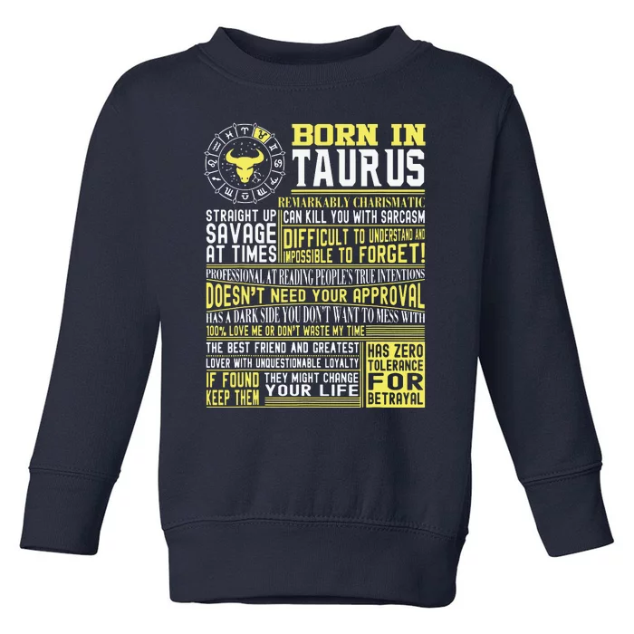 Born In Taurus Facts For Men Nd Women Toddler Sweatshirt