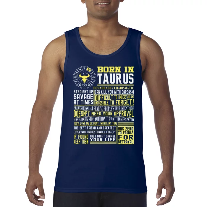 Born In Taurus Facts For Men Nd Women Tank Top