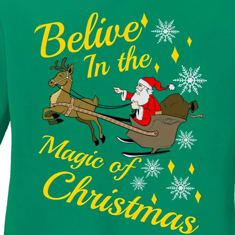 Believe In The Magic Of Christmas Ladies Long Sleeve Shirt