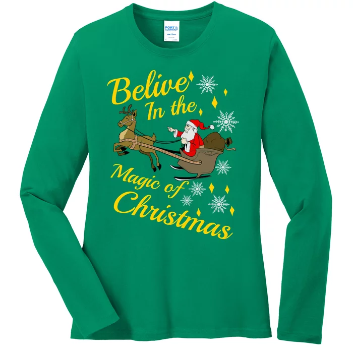 Believe In The Magic Of Christmas Ladies Long Sleeve Shirt