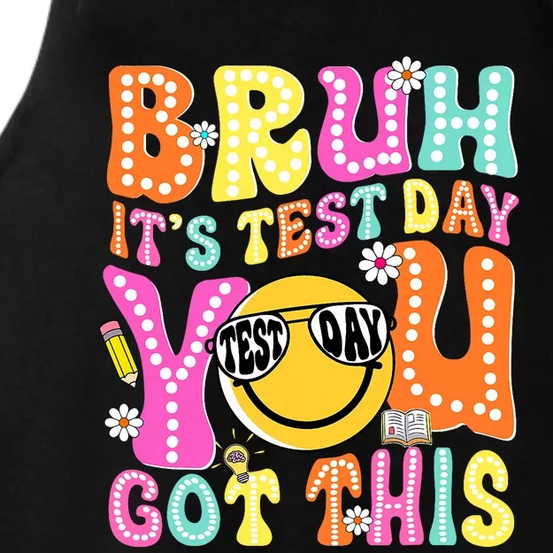 Bruh Its Test Day You Got This Groovy Testing Staar Day Ladies Tri-Blend Wicking Tank