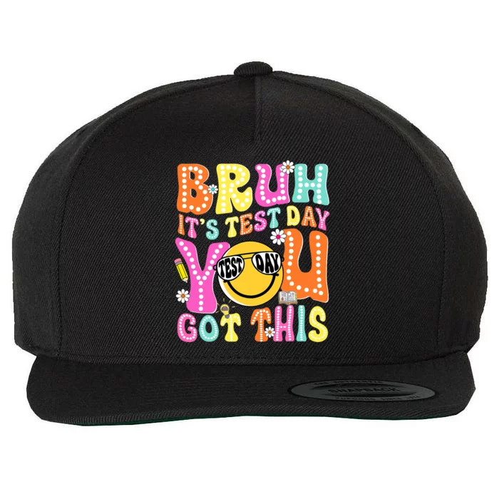 Bruh Its Test Day You Got This Groovy Testing Staar Day Wool Snapback Cap