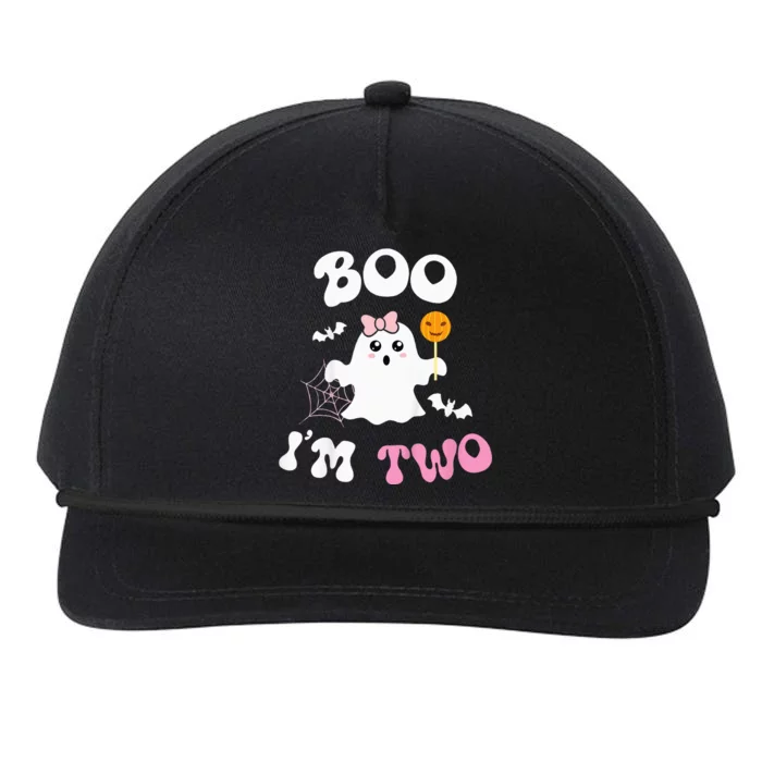 Boo I'm Two Ghost Second 2nd Birthday Groovy Halloween Snapback Five-Panel Rope Hat