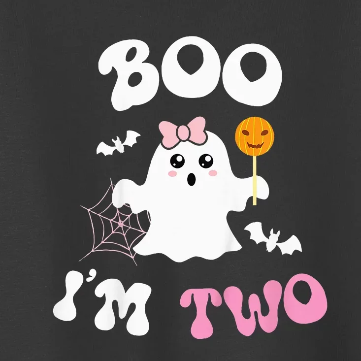 Boo I'm Two Ghost Second 2nd Birthday Groovy Halloween Toddler T-Shirt