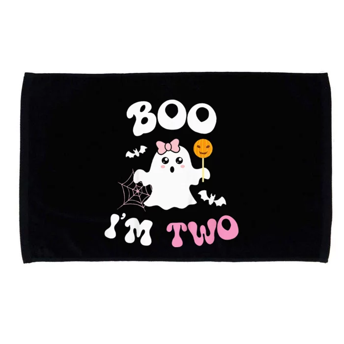 Boo I'm Two Ghost Second 2nd Birthday Groovy Halloween Microfiber Hand Towel