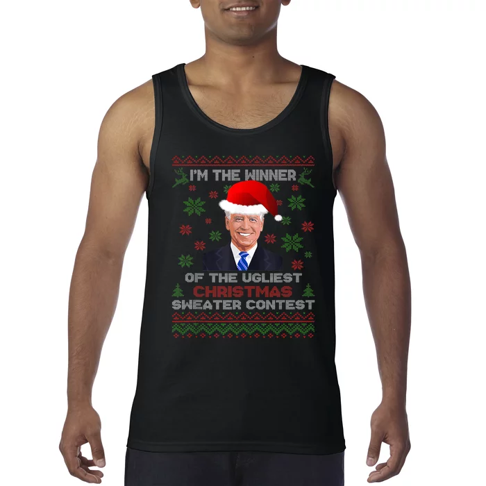 Biden Im The Winner Of The Ugliest Christmas Sweater Contest Tank Top