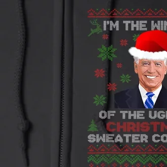 Biden Im The Winner Of The Ugliest Christmas Sweater Contest Full Zip Hoodie