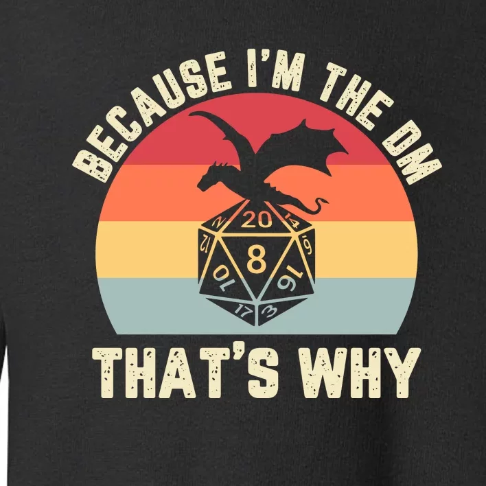 Because Im The DM Thats Why Gift Retro RPG Dice Dragon Toddler Sweatshirt