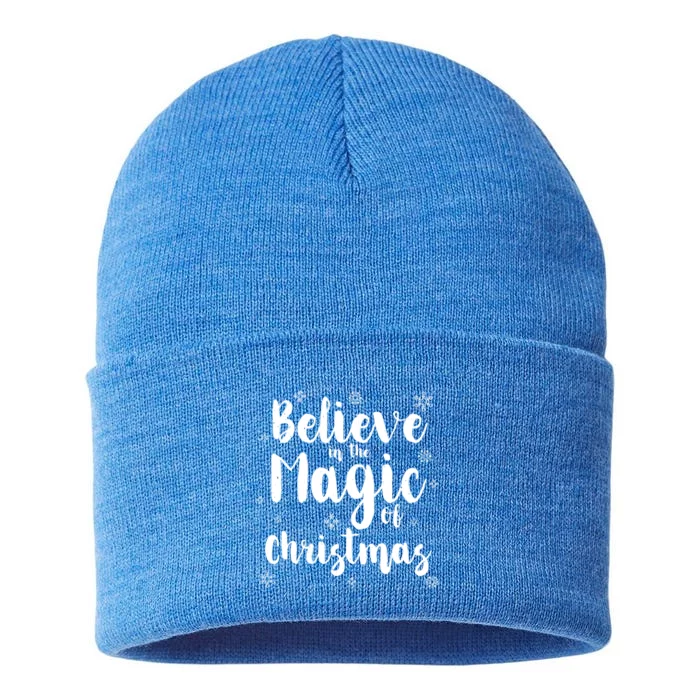 Believe In The Magic Of Christmas Funny Christmas Funny Gift Sustainable Knit Beanie