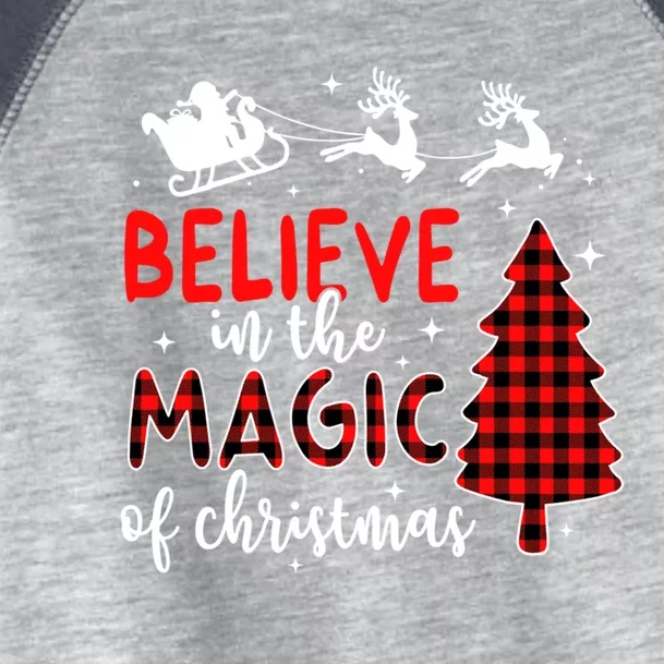 Believe In The Magic Of Christmas Buffalo Plaid Tree Holiday Gift Toddler Fine Jersey T-Shirt