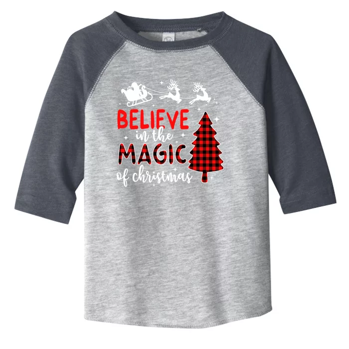 Believe In The Magic Of Christmas Buffalo Plaid Tree Holiday Gift Toddler Fine Jersey T-Shirt