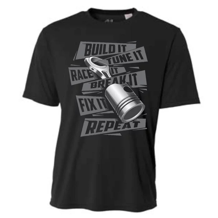 Build It Tune It Race It Break It Race Car Enthusiast Cooling Performance Crew T-Shirt