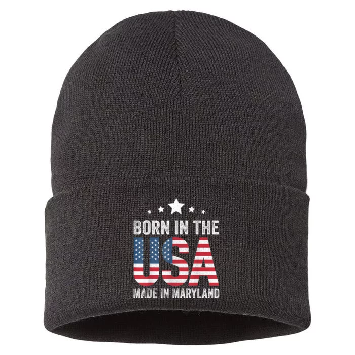 Born In The Usa Made And Raised In Maryland Sustainable Knit Beanie