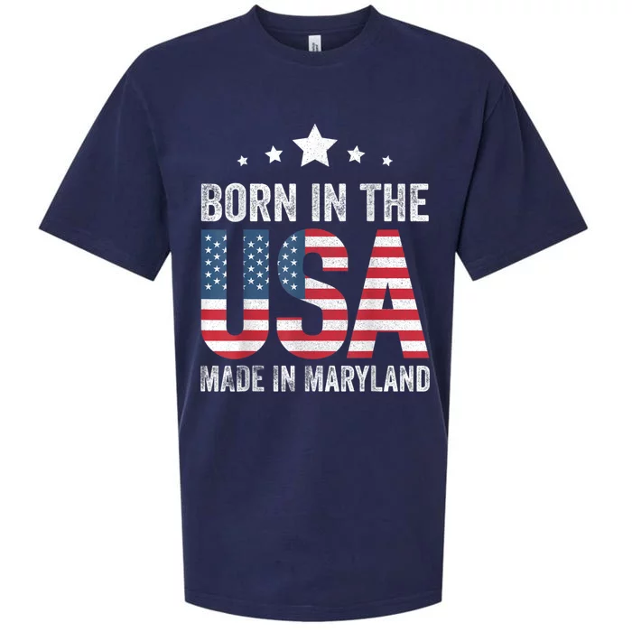 Born In The Usa Made And Raised In Maryland Sueded Cloud Jersey T-Shirt