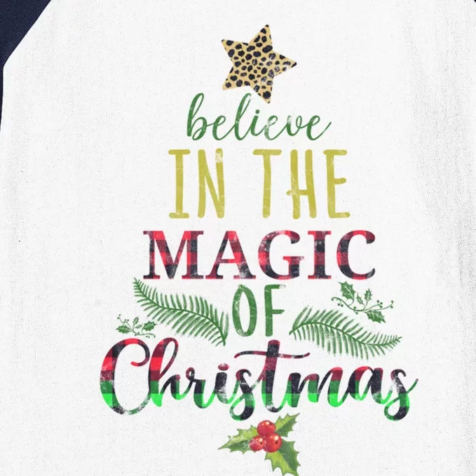 Believe In The Magic Of Christmas Funny Gift Baseball Sleeve Shirt