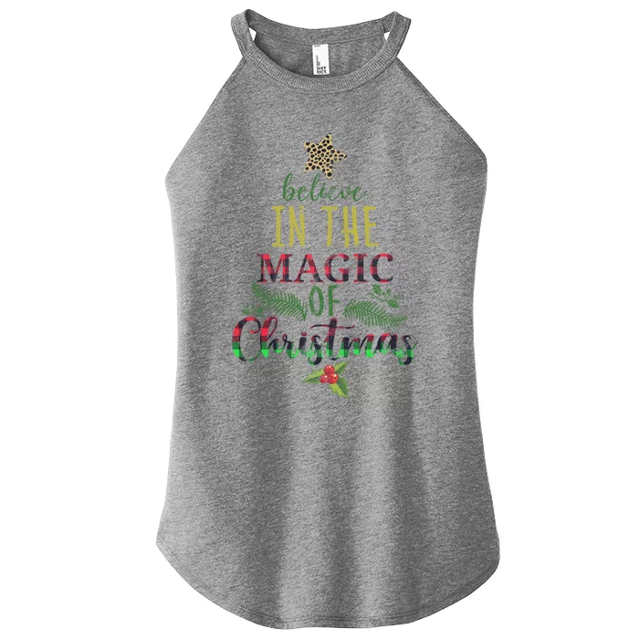 Believe In The Magic Of Christmas Funny Gift Women’s Perfect Tri Rocker Tank