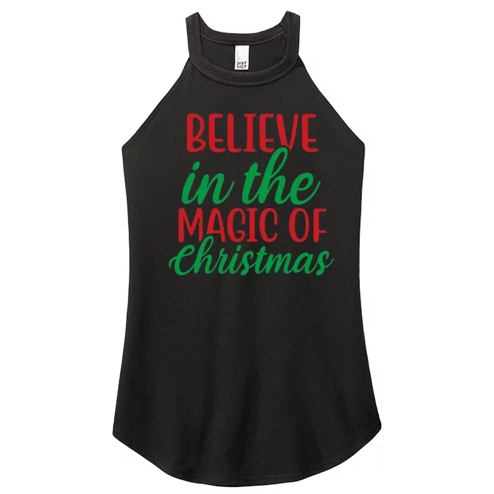 Believe In The Magic Of Christmas Pajama Women’s Perfect Tri Rocker Tank