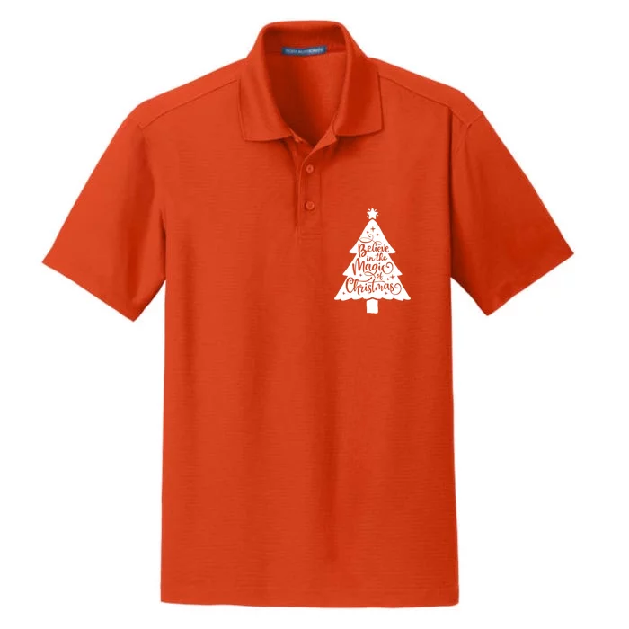 Believe In The Magic Of Christmas Rustic Holiday Family Gift Dry Zone Grid Performance Polo