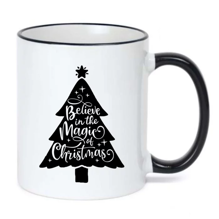 Believe In The Magic Of Christmas Rustic Holiday Family Gift Black Color Changing Mug